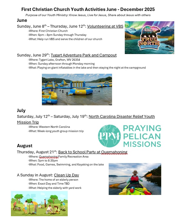 Youth Calendar 2025 Summer